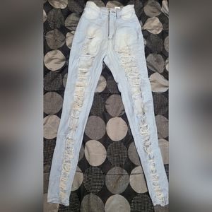 APHRODITE light blue distressed skinny jeans